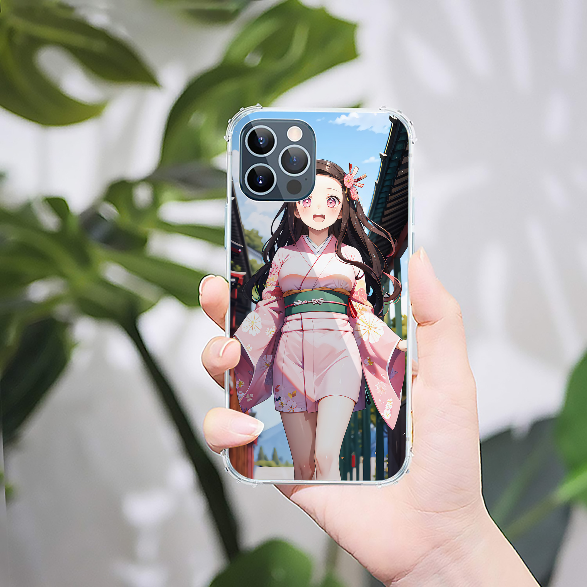 （画像用） 鬼滅の刃（きめつのやいば）竈門 禰󠄀豆子／かまど ねずこ Kamado Nezuko 【iPhone 12シリーズ対応】透明スマホケース（クリアソフトケース）